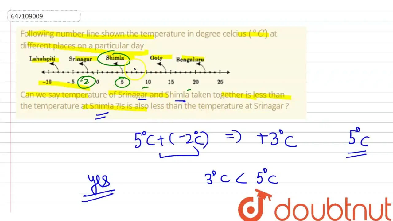 [Punjabi] Following number line shown the temperature in degree