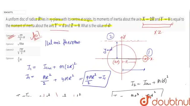 A Uniform Disc Of Radius R Lies In Xy Plane With Its Centre At Origin