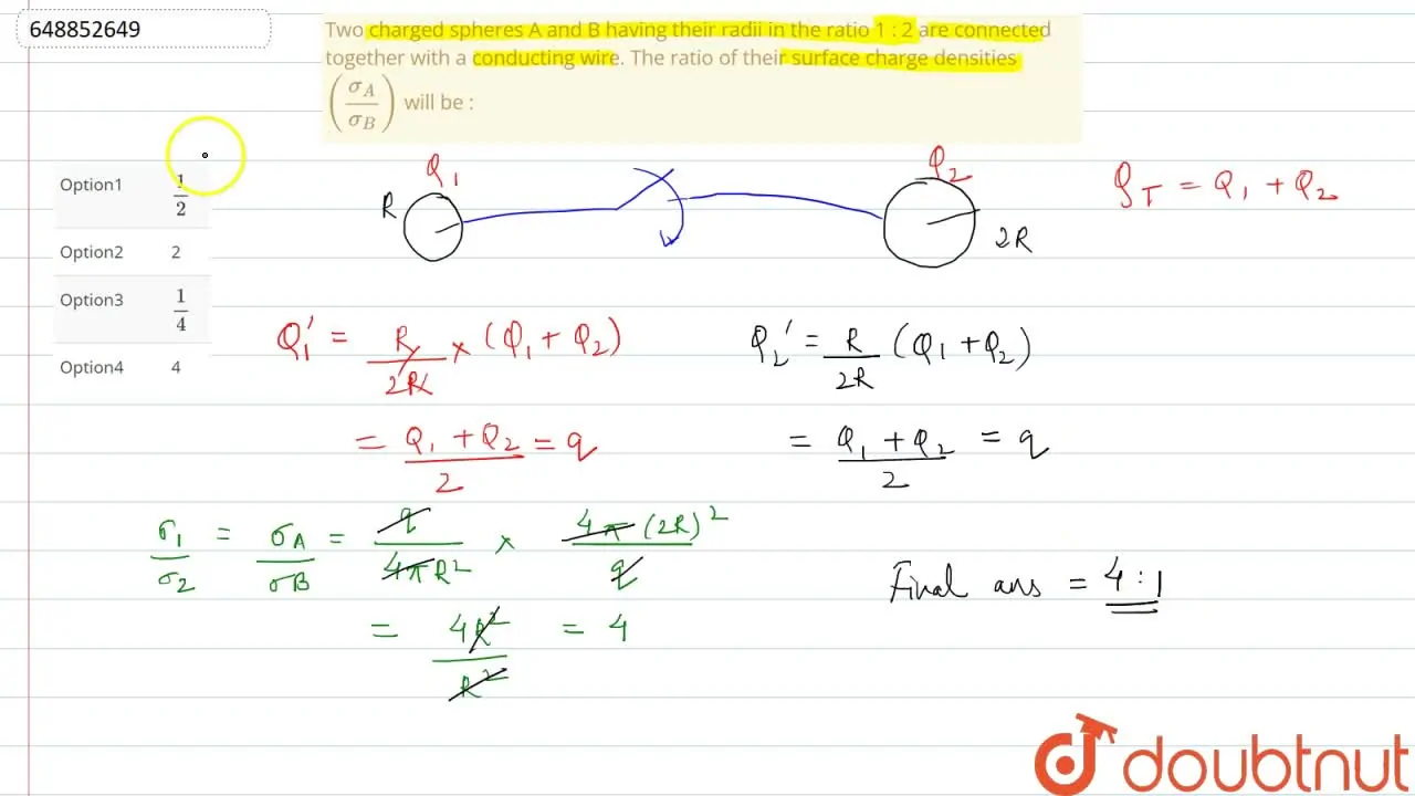 Solved Two conducting spheres, X and Y. have the same