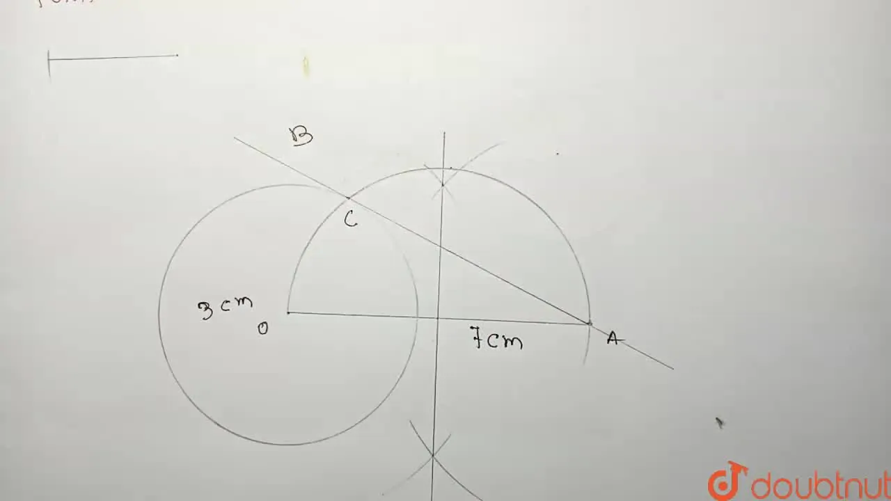 [Malayalam] Draw a circle of radius 3 centimetres. Mark a point 7 cent