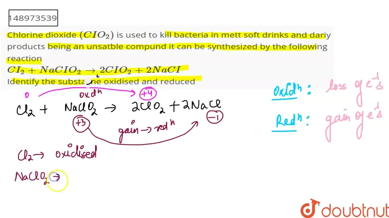 Chlorine dioxide (CIO(2)) is used to kill bacteria in mett soft drinks