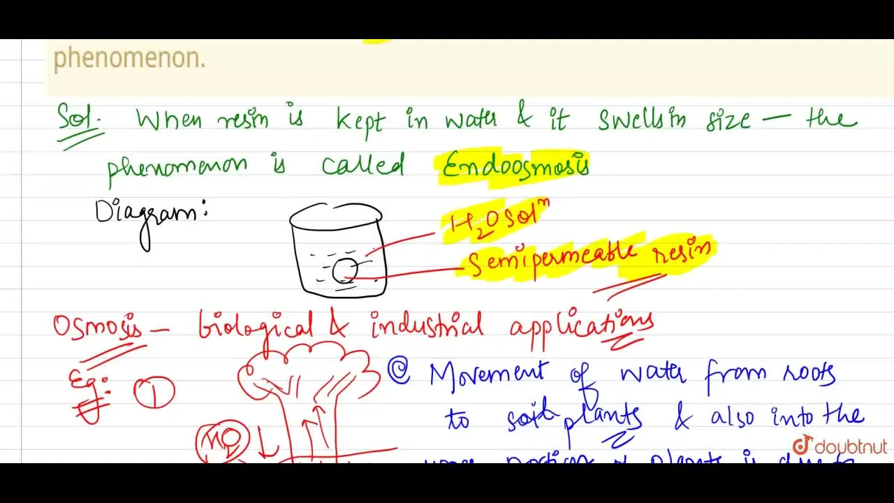When kept in water, raisin swells in size. Name and explain the phenom