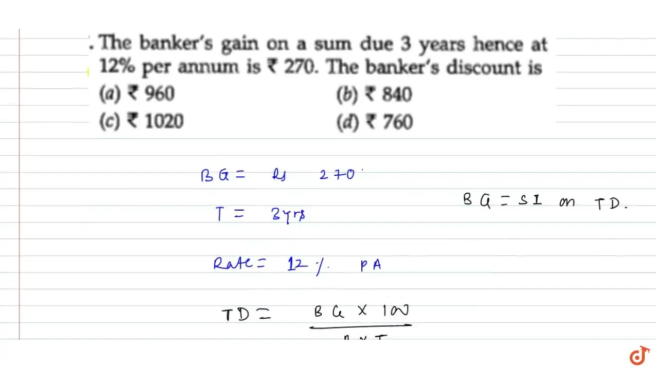 The banker discount on Rs 1650 due a certain time hence is Rs 165. Fin