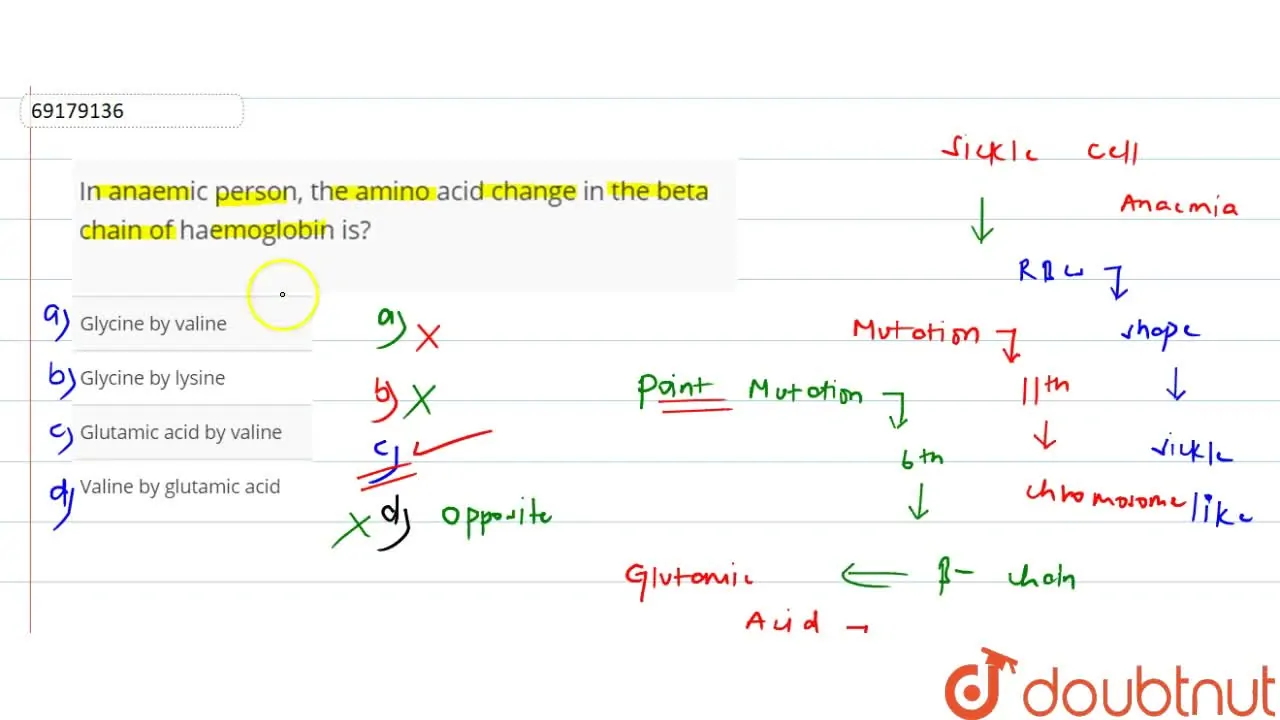 In anaemic person, the beta chain of haemoglobin is replaced by which