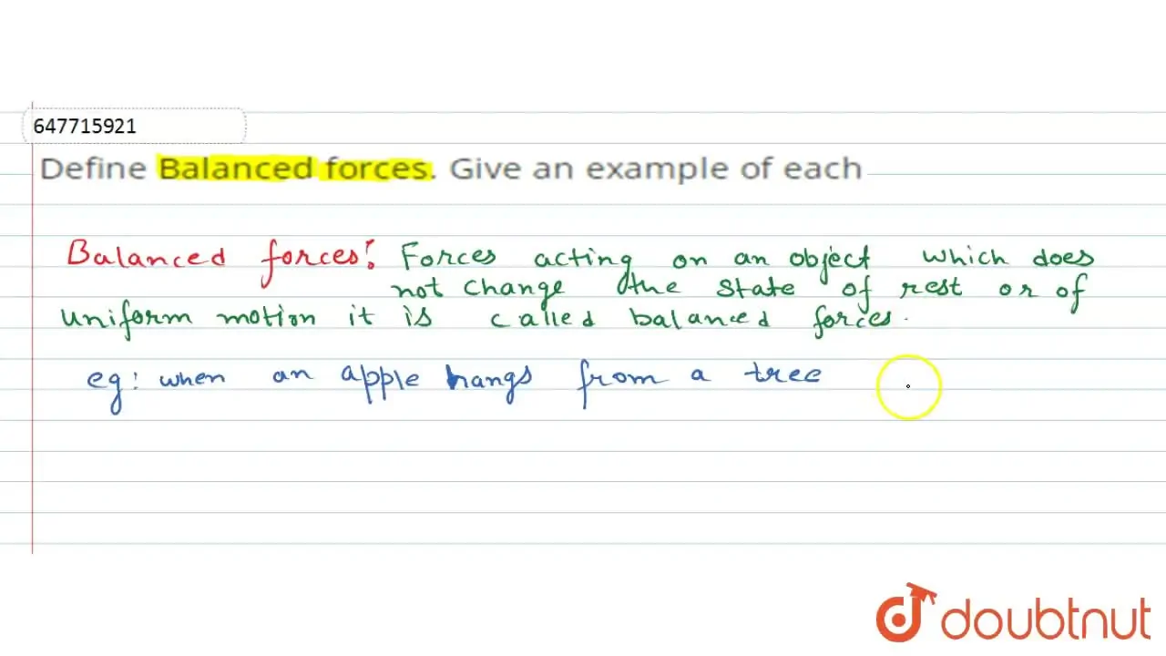 [Punjabi] Define Balanced forces. Give an example of each