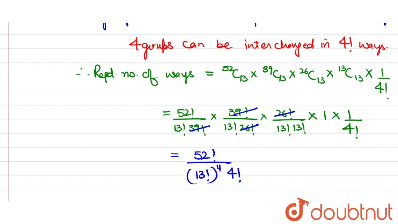 [Punjabi] In how many ways can 52 cards be distributed to four players