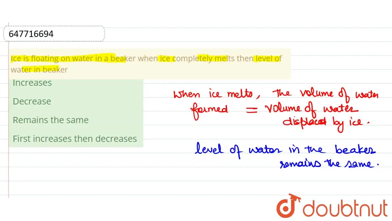[Punjabi] Ice is floating on water in a beaker when ice completely mel