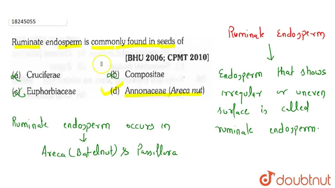 Ruminate endosperm is commonly found in seeds of