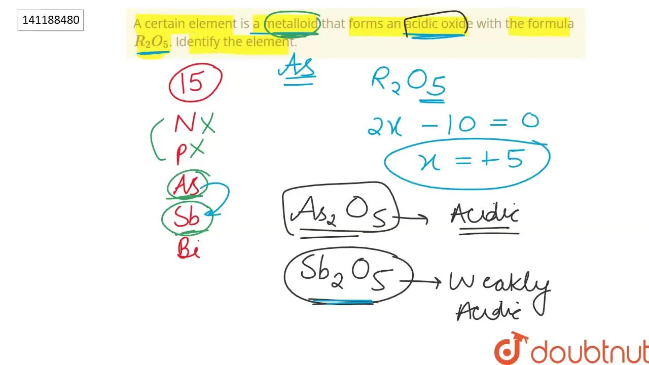 A certain element is a metalloid that forms an acidic oxide with the f