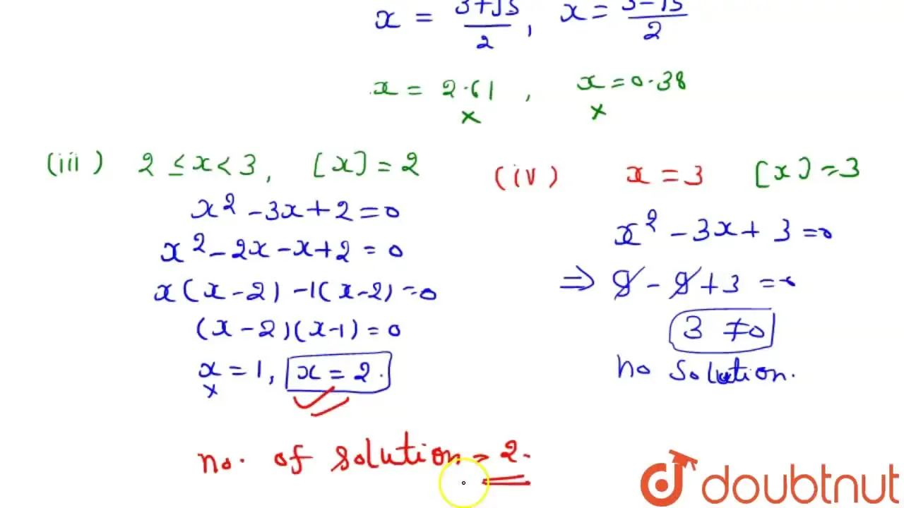 Let [x] Denote The Greatest Integer Function. The Number Of Solutions