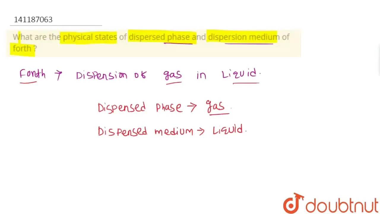 What are the physical states of dispersed phase and dispersion medium