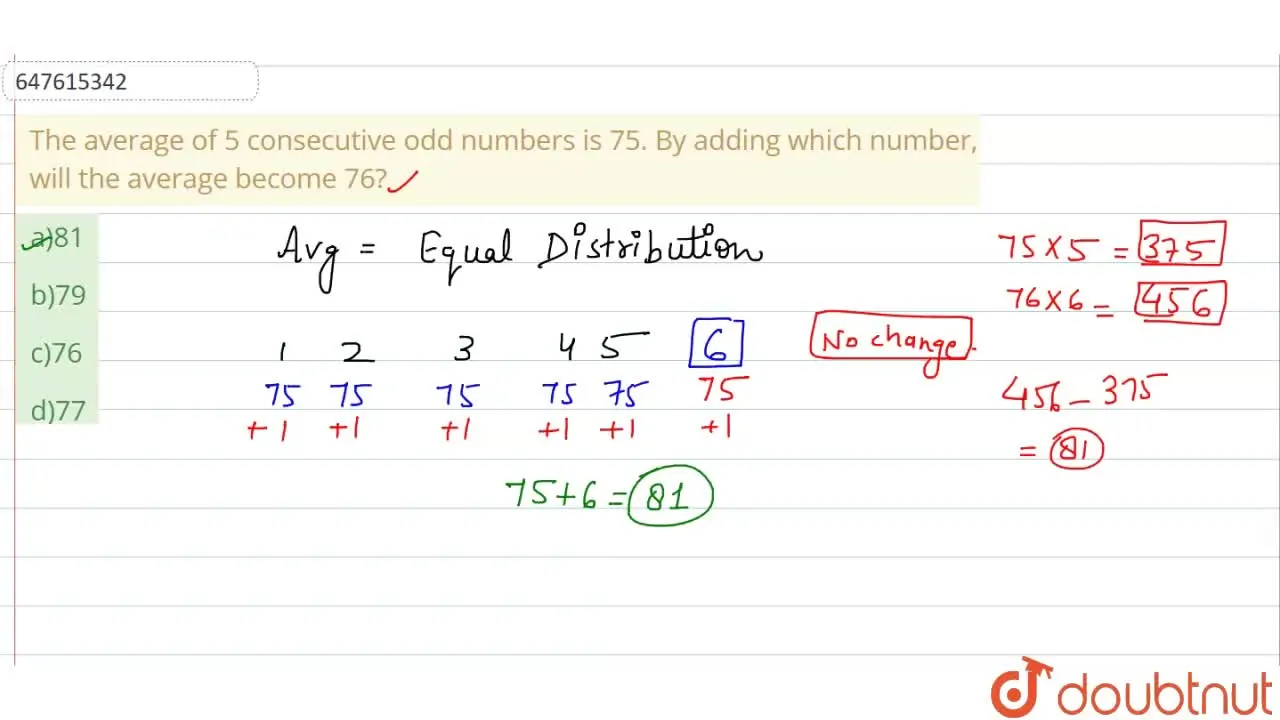 Average Of 5 Consecutive Odd Numbers