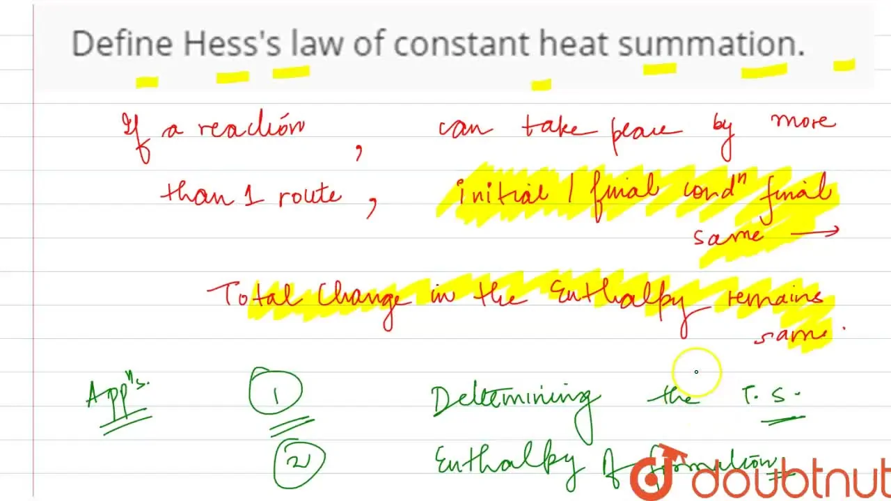 Define Hess's law of constant heat summation.