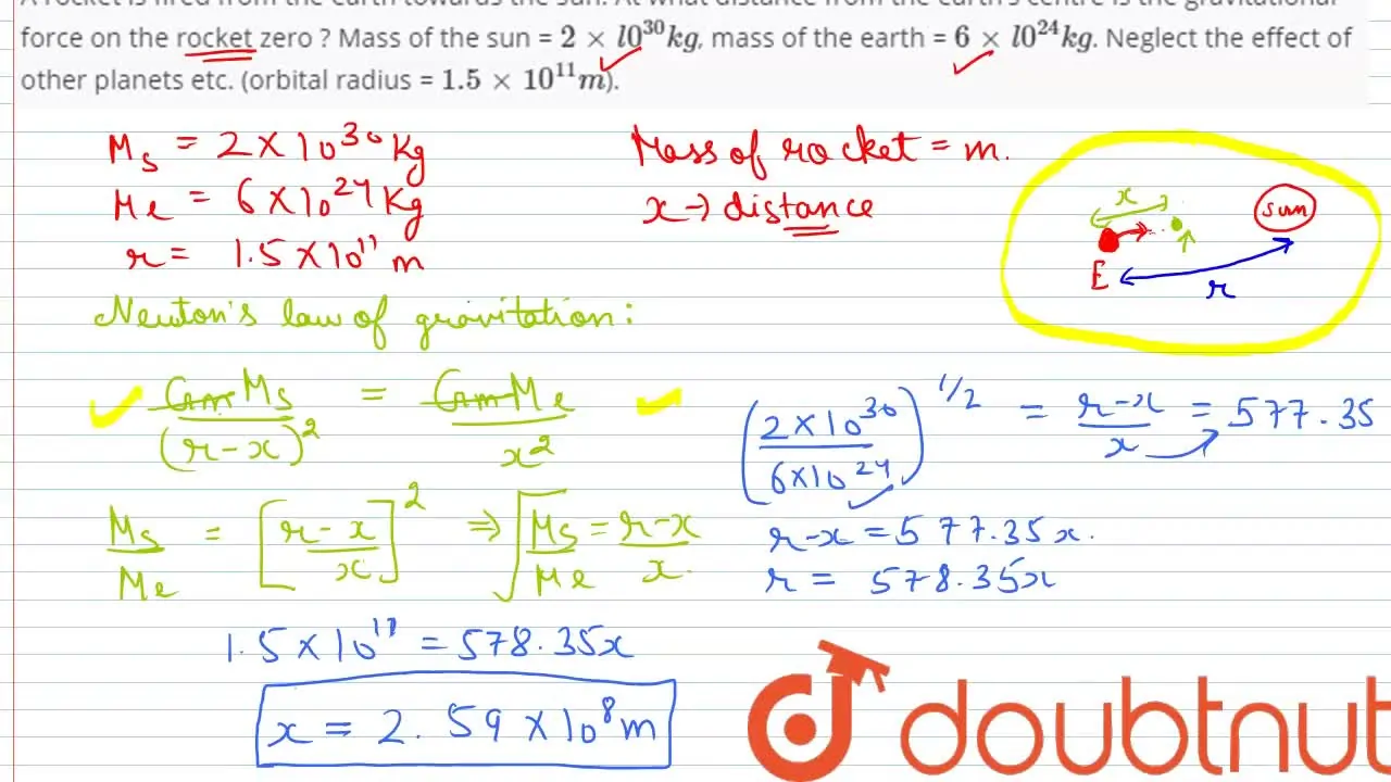 [Punjabi] A rocket is fired from the earth towards the sun. At what di