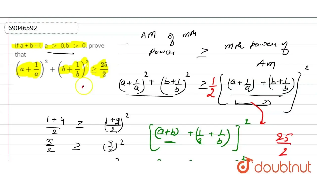 If A + B - 1, A Gt 0,b Gt 0, Prove That (a + (1)/(a))^(2) + (b + (1)/(