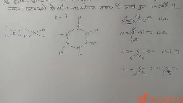 B2H6, B3 N3 H6 , N2O , N2O4 , H2S2O3 और H2S2O8 में से जिन अणुओं में