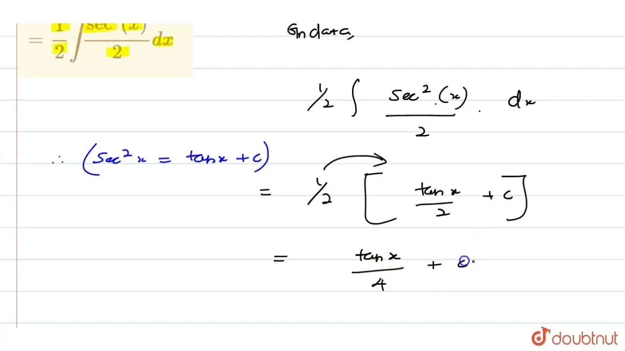 1)/(2)int sec^(2)(x)/(2)dx`
