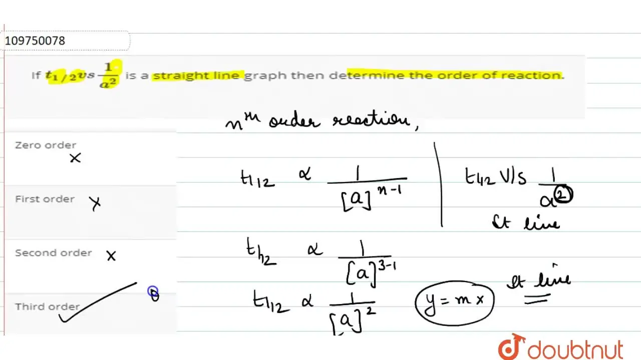 If t(1//2) vs (1)/(a^(2)) is a straight line graph then determine the