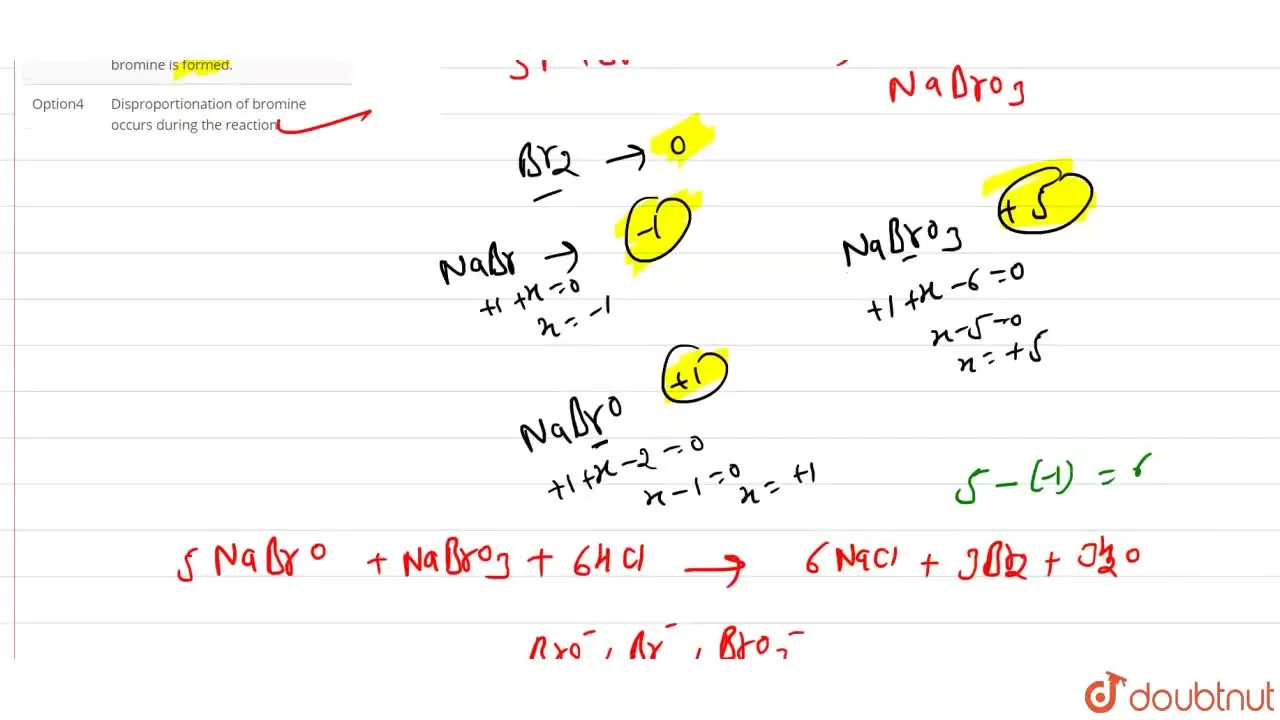 On acidification of the final mixture bromine is formed.