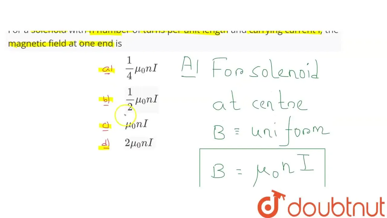 [Bengali] For a solenoid with n number of turns per unit length and ca