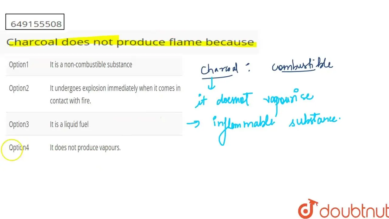 Charcoal does not produce flame because