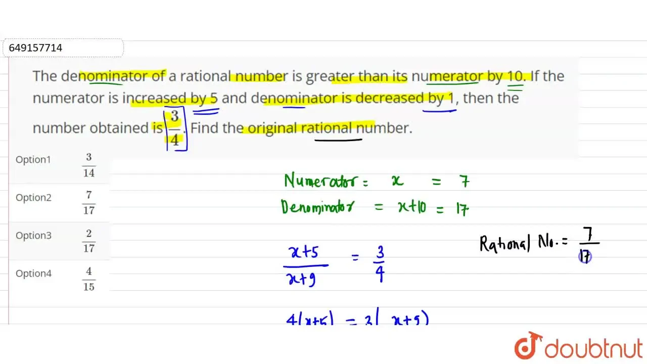The denominator of a rational number is greater than its numerator by