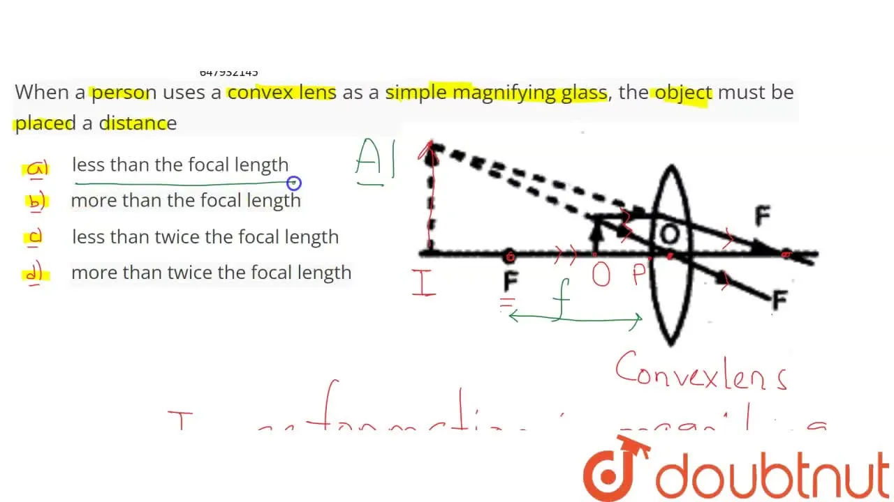 [Bengali] When a person uses a convex lens as a simple magnifying glas