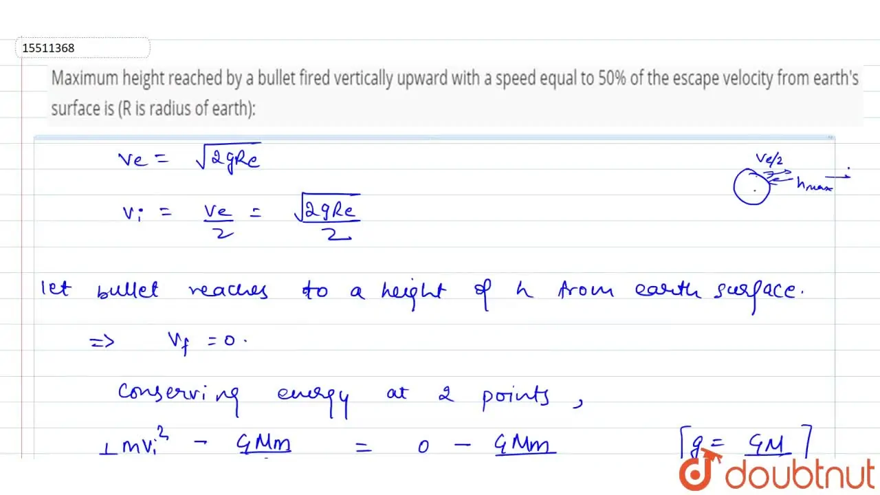 Maximum Height Reached By A Bullet Fired Vertically Upward With A Spee