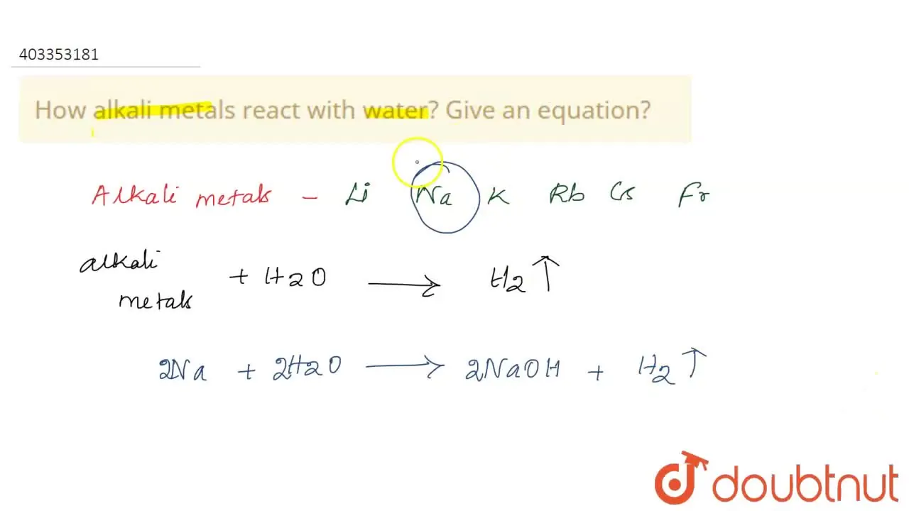 [Tamil] How alkali metals react with water? Give an equation?