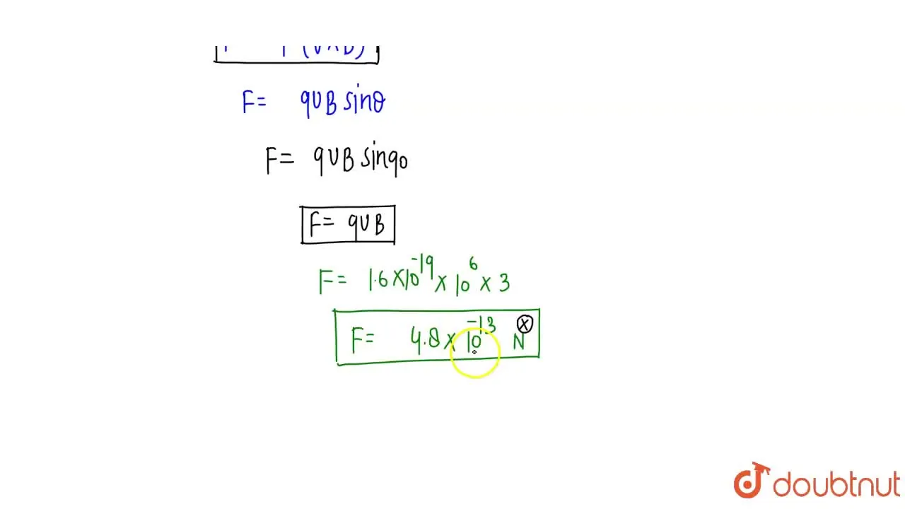 A charge of 1.6 ×10^-19 C enters in a magnetic field of 3 Tesla normally  with a velocity of 10^6 m/s .The force on the charge will be