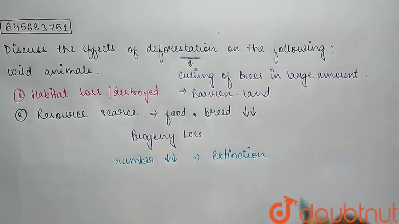 Discuss the effects of deforestation on the following. Wild animals