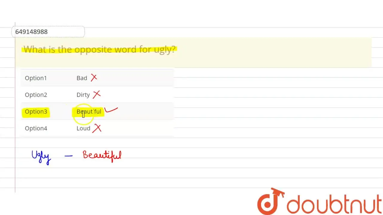 What is the opposite word for ugly?