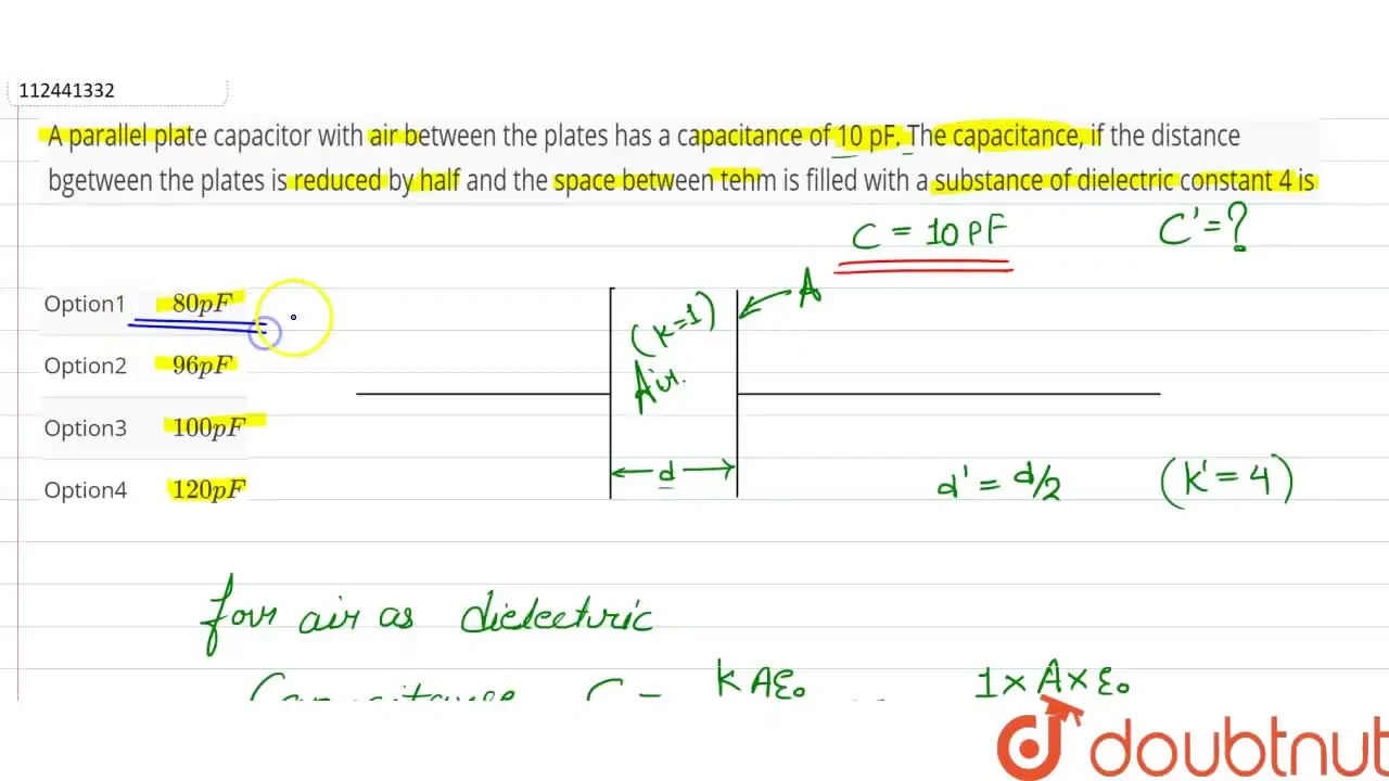 A Parallel Plate Capacitor With Air Between The Plates Has A Capacitan