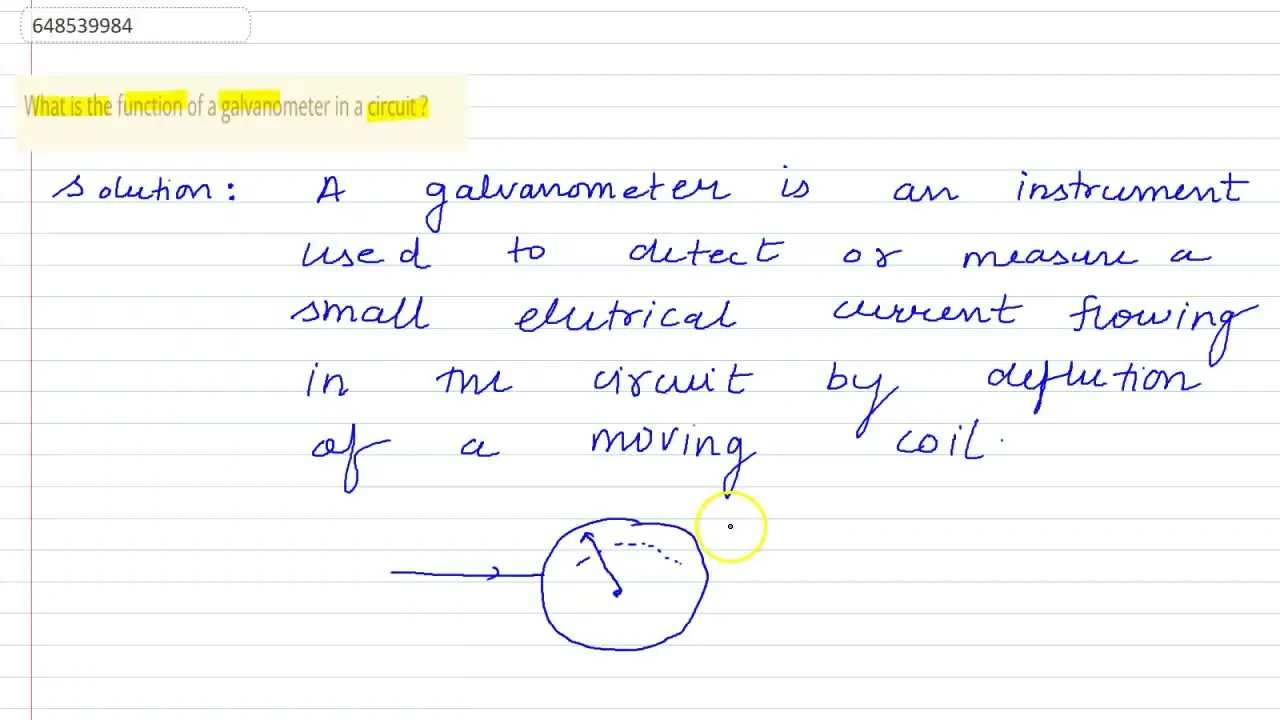What is the function of a galvanometer in a circuit