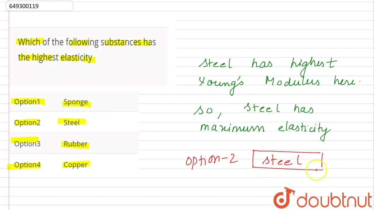 Which of the following substances has the highest elasticity