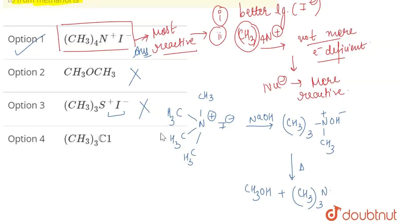 The compound that will react most readily with NaOH to from methanol i