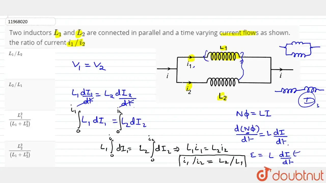 Two inductors L(1) and L(2) are connected in parallel and a time varyi