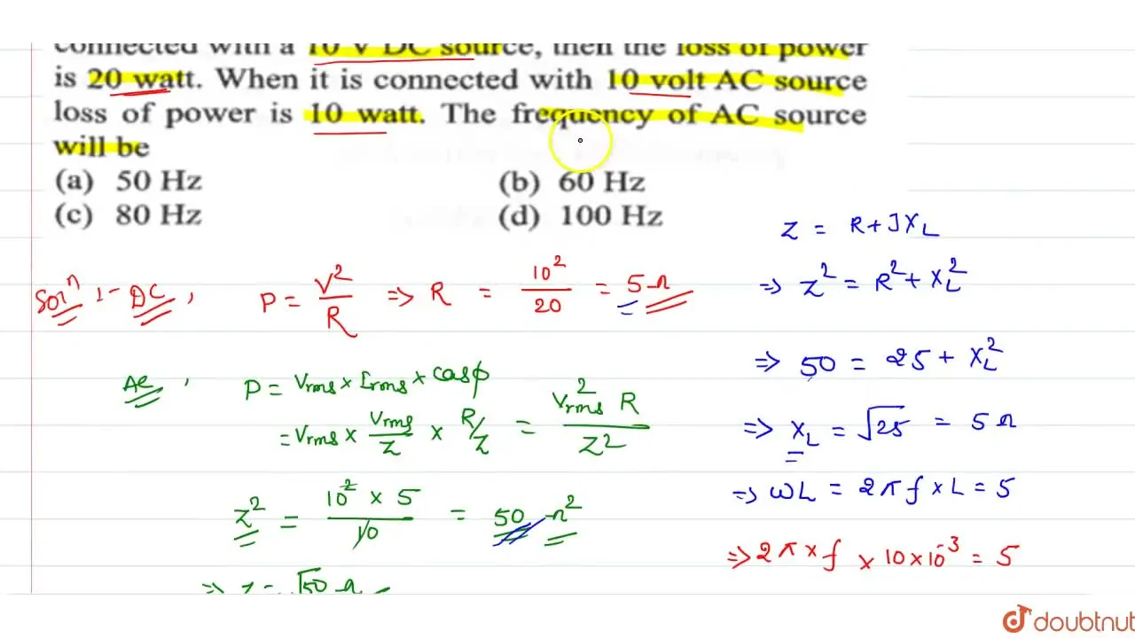 The selfinductance of a choke coil is 10mH. When it is connected with