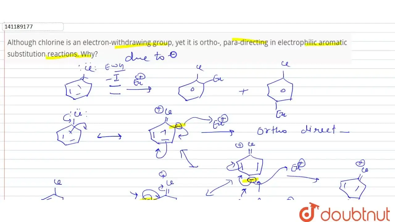 Although chlorine is an electronwithdrawing group, yet it is ortho,