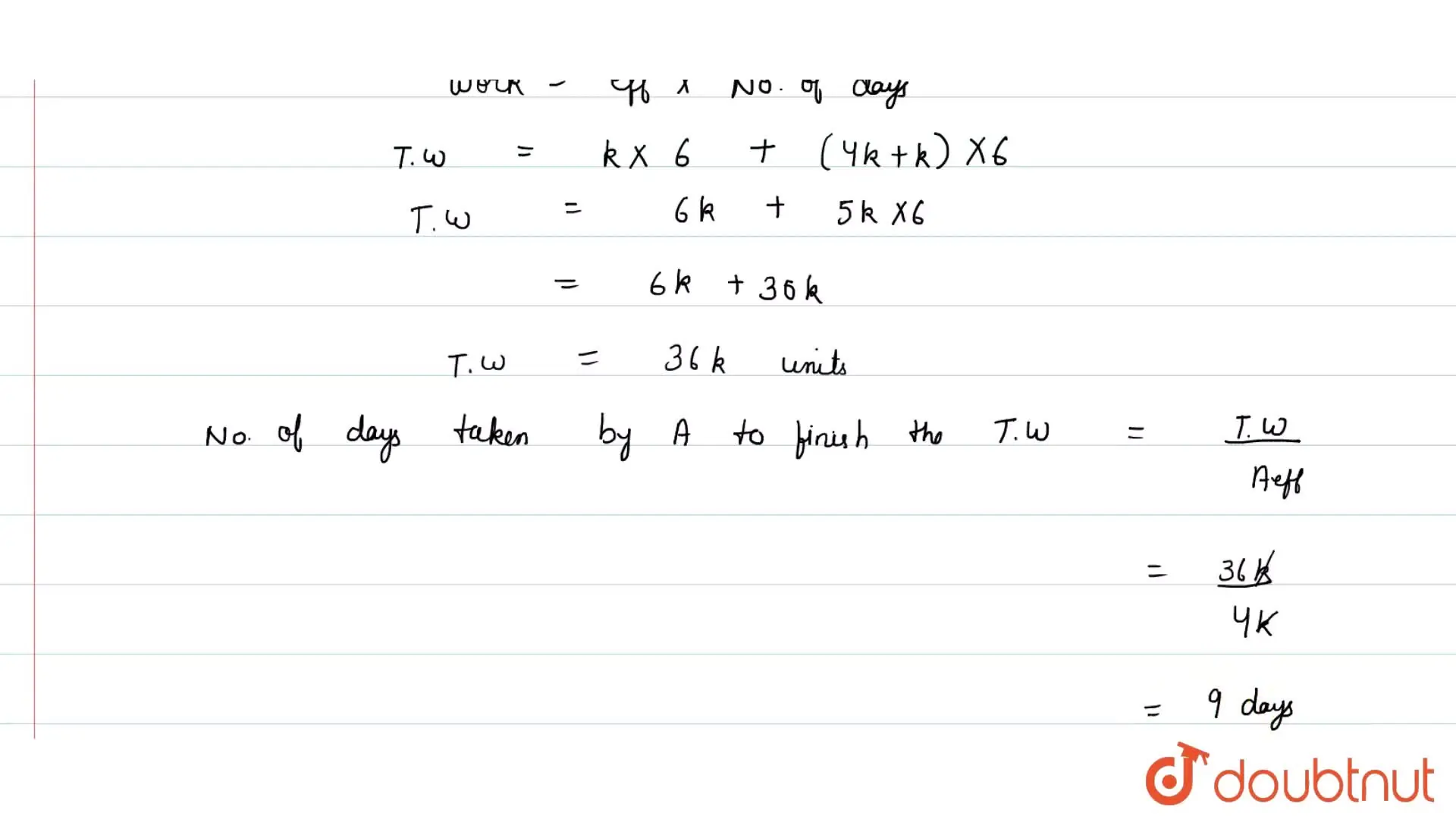 A Is Four Times As Efficient As B.B Started The Work And After 6 Days,