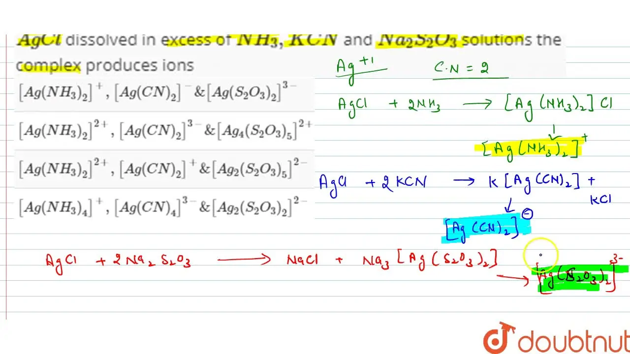 [Ag(NH3)4]^(2+), [Ag(CN)2]^(3-) and [Ag2(S2O3)2]^(2-)