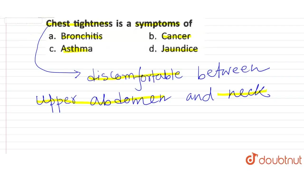 [Bengali Solution] Chest tightness is a symptoms of