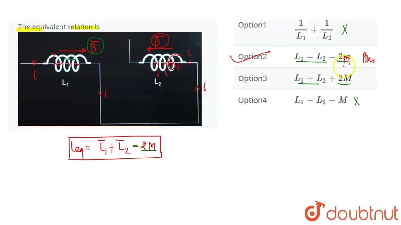 Two coils of self inductance L(1) and L(2) are connected in series com