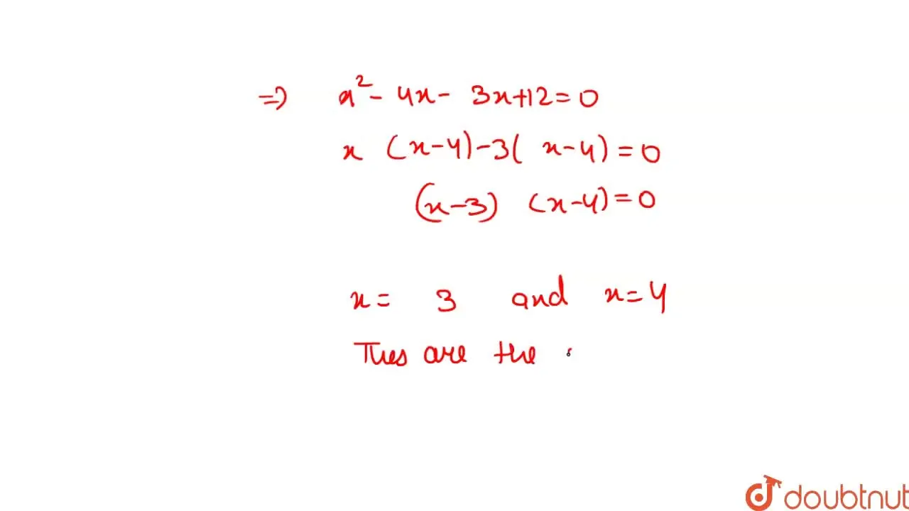 Solve The Following Quadratic Equation By Factorization Method X^(2)