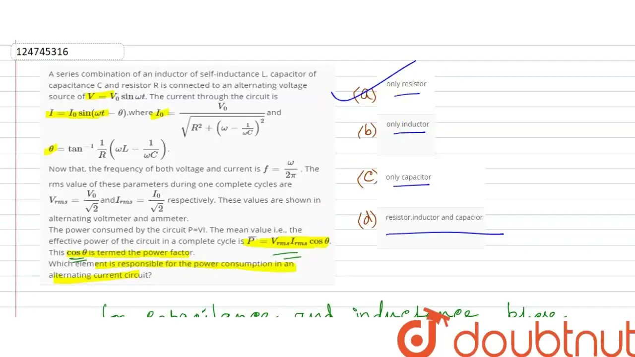 [Bengali] A series combination of an inductor of selfinductance L, ca