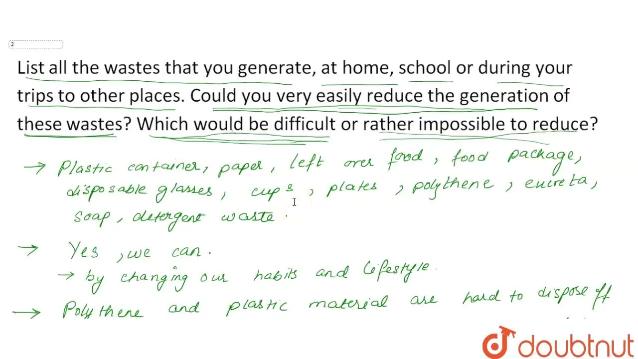 [Bengali Solution] List all the wastes that you generate, at home, sch