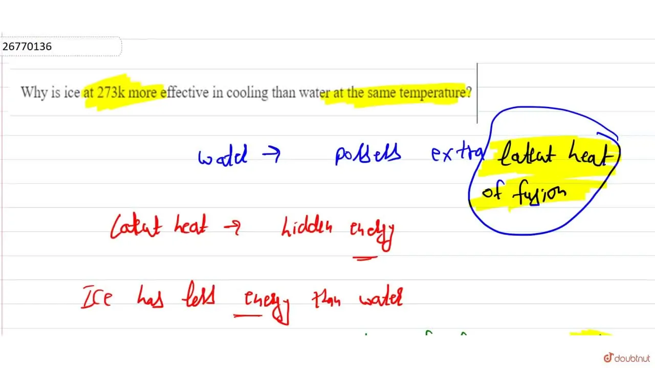 Why is ice at 273k more effective in cooling than water at the same te