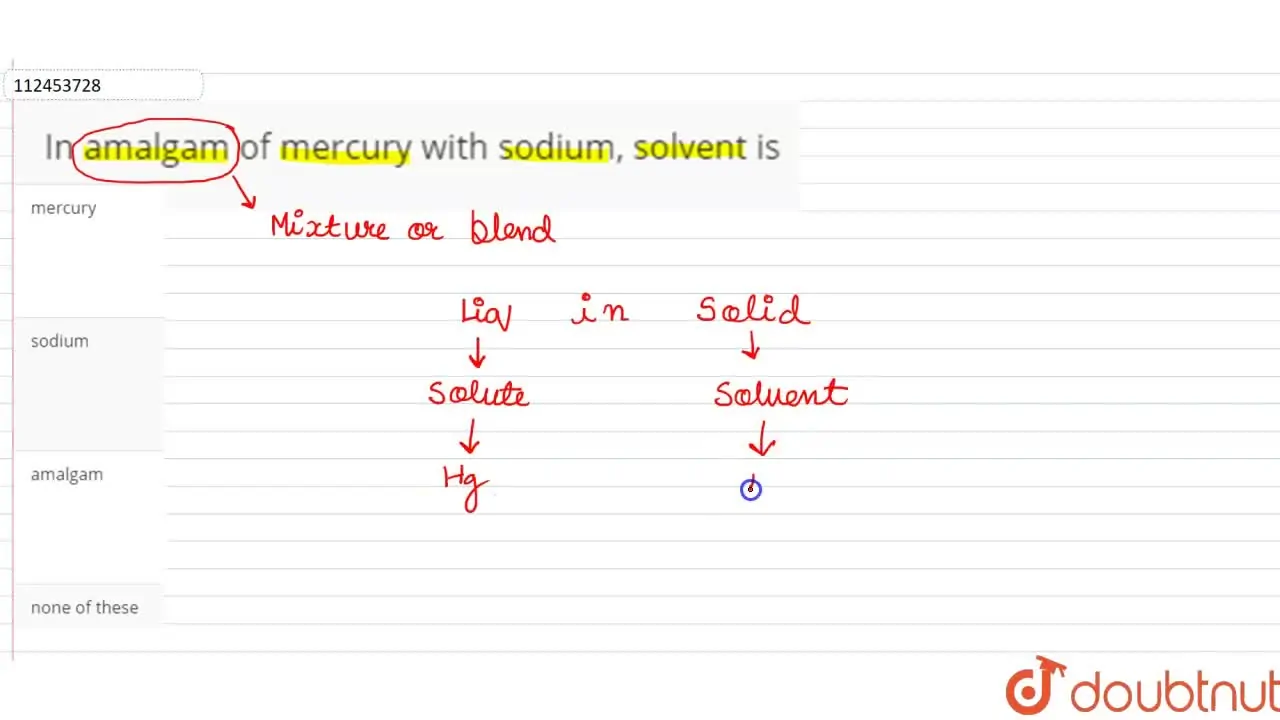 In amalgam of mercury with sodium, solvent is