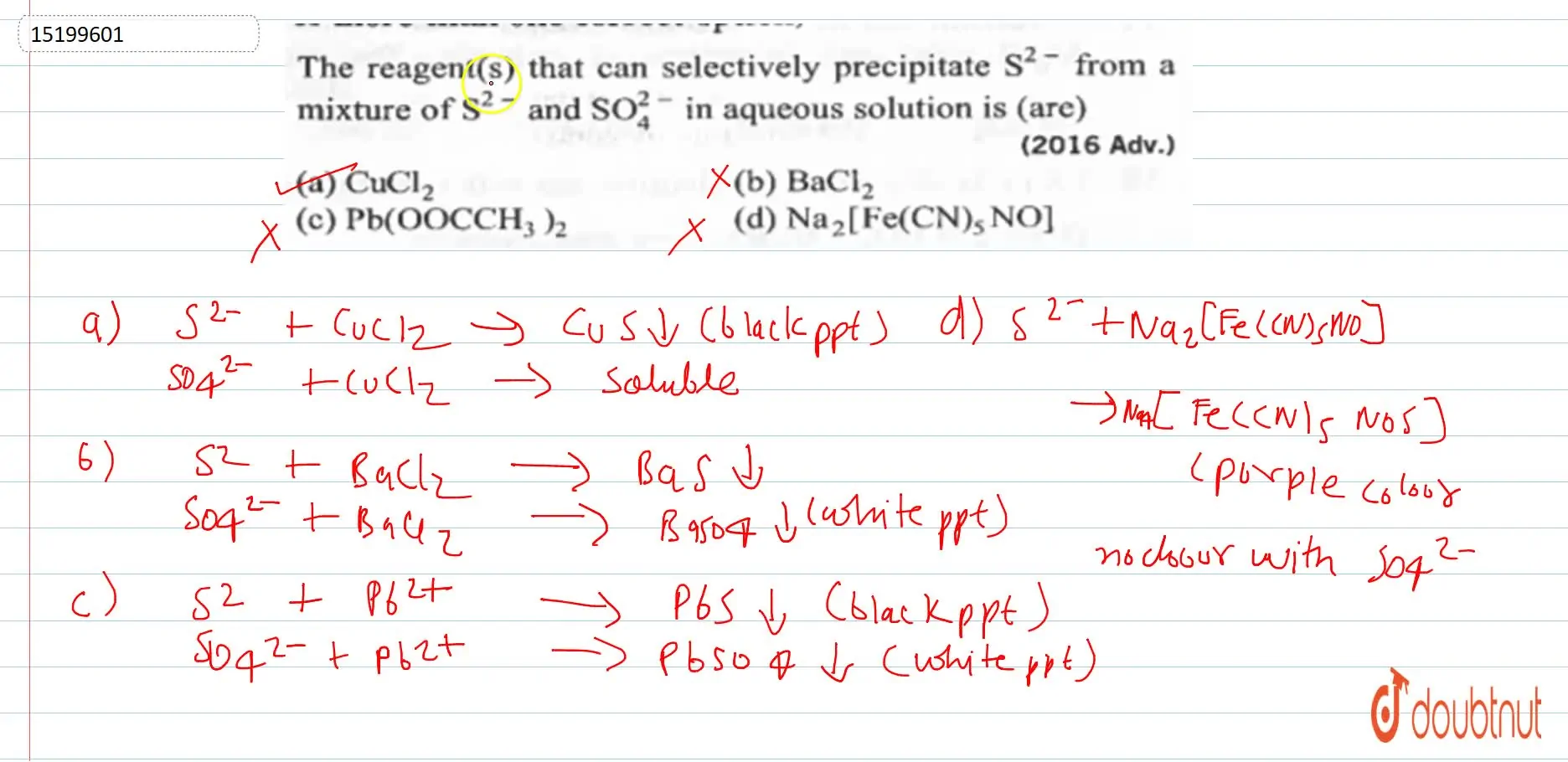 The reagment (s) that can selectively precipitate S^(2-) from a mixtu