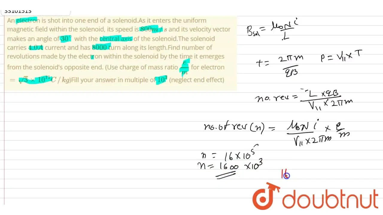 An electron is shot into one end of a solenoid.As it enters the unifor